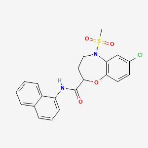 molecular formula C21H19ClN2O4S B11224590 7-chloro-5-(methylsulfonyl)-N-(naphthalen-1-yl)-2,3,4,5-tetrahydro-1,5-benzoxazepine-2-carboxamide 