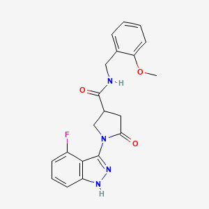molecular formula C20H19FN4O3 B11224971 1-(4-fluoro-1H-indazol-3-yl)-N-(2-methoxybenzyl)-5-oxopyrrolidine-3-carboxamide 