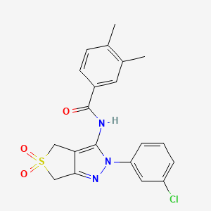 molecular formula C20H18ClN3O3S B11224989 N-(2-(3-chlorophenyl)-5,5-dioxido-4,6-dihydro-2H-thieno[3,4-c]pyrazol-3-yl)-3,4-dimethylbenzamide 