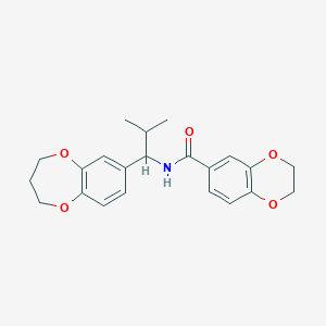 molecular formula C22H25NO5 B11225089 N-[1-(3,4-dihydro-2H-1,5-benzodioxepin-7-yl)-2-methylpropyl]-2,3-dihydro-1,4-benzodioxine-6-carboxamide 