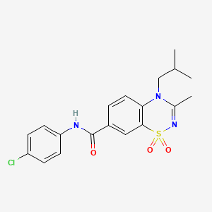 molecular formula C19H20ClN3O3S B11225281 N-(4-chlorophenyl)-4-isobutyl-3-methyl-4H-1,2,4-benzothiadiazine-7-carboxamide 1,1-dioxide 