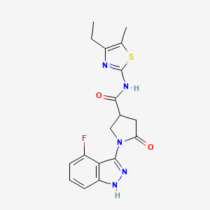 molecular formula C18H18FN5O2S B11225299 N-(4-ethyl-5-methyl-1,3-thiazol-2-yl)-1-(4-fluoro-1H-indazol-3-yl)-5-oxopyrrolidine-3-carboxamide 