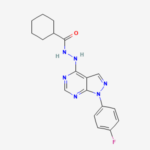 molecular formula C18H19FN6O B11225927 N'-[1-(4-fluorophenyl)-1H-pyrazolo[3,4-d]pyrimidin-4-yl]cyclohexanecarbohydrazide 
