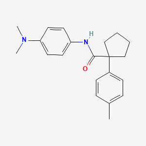 molecular formula C21H26N2O B11225961 N-[4-(dimethylamino)phenyl]-1-(4-methylphenyl)cyclopentanecarboxamide 
