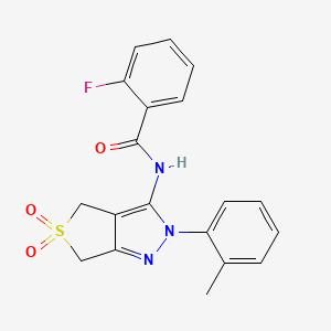 molecular formula C19H16FN3O3S B11226070 N-(5,5-dioxido-2-(o-tolyl)-4,6-dihydro-2H-thieno[3,4-c]pyrazol-3-yl)-2-fluorobenzamide 
