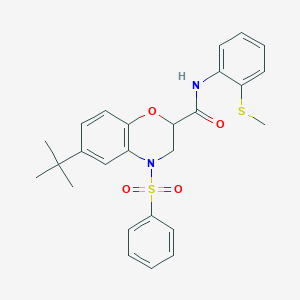 molecular formula C26H28N2O4S2 B11226145 6-tert-butyl-N-[2-(methylsulfanyl)phenyl]-4-(phenylsulfonyl)-3,4-dihydro-2H-1,4-benzoxazine-2-carboxamide 