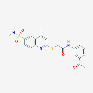 molecular formula C22H23N3O4S2 B11226279 N-(3-acetylphenyl)-2-{[6-(dimethylsulfamoyl)-4-methylquinolin-2-yl]sulfanyl}acetamide 