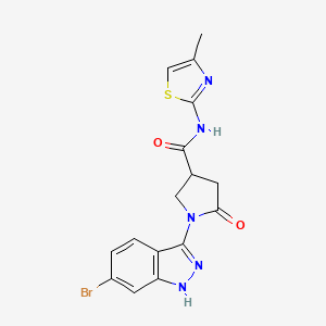 molecular formula C16H14BrN5O2S B11226541 1-(6-bromo-1H-indazol-3-yl)-N-(4-methylthiazol-2-yl)-5-oxopyrrolidine-3-carboxamide 