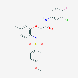 molecular formula C23H20ClFN2O5S B11226779 N-(3-chloro-4-fluorophenyl)-4-[(4-methoxyphenyl)sulfonyl]-7-methyl-3,4-dihydro-2H-1,4-benzoxazine-2-carboxamide 