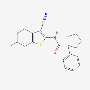 molecular formula C22H24N2OS B11226807 N-(3-cyano-6-methyl-4,5,6,7-tetrahydro-1-benzothien-2-yl)-1-phenylcyclopentanecarboxamide 