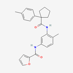 molecular formula C25H26N2O3 B11226856 N-[4-methyl-3-({[1-(4-methylphenyl)cyclopentyl]carbonyl}amino)phenyl]-2-furamide CAS No. 1071401-08-5