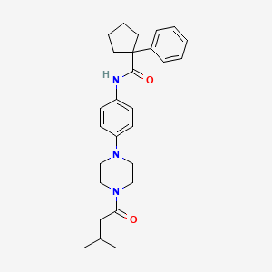 molecular formula C27H35N3O2 B11226937 N-{4-[4-(3-methylbutanoyl)piperazin-1-yl]phenyl}-1-phenylcyclopentanecarboxamide 