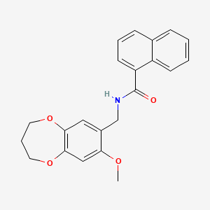 molecular formula C22H21NO4 B11227028 N-[(8-methoxy-3,4-dihydro-2H-1,5-benzodioxepin-7-yl)methyl]naphthalene-1-carboxamide 