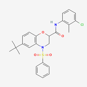molecular formula C26H27ClN2O4S B11227175 6-tert-butyl-N-(3-chloro-2-methylphenyl)-4-(phenylsulfonyl)-3,4-dihydro-2H-1,4-benzoxazine-2-carboxamide 