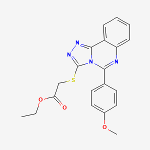 molecular formula C20H18N4O3S B11227344 Ethyl 2-{[5-(4-methoxyphenyl)-[1,2,4]triazolo[4,3-C]quinazolin-3-YL]sulfanyl}acetate 