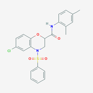 molecular formula C23H21ClN2O4S B11227389 6-chloro-N-(2,4-dimethylphenyl)-4-(phenylsulfonyl)-3,4-dihydro-2H-1,4-benzoxazine-2-carboxamide 