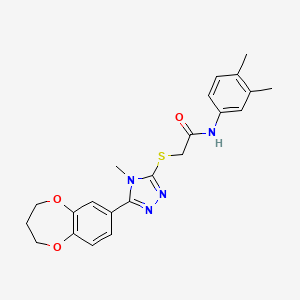 molecular formula C22H24N4O3S B11227416 2-{[5-(3,4-dihydro-2H-1,5-benzodioxepin-7-yl)-4-methyl-4H-1,2,4-triazol-3-yl]sulfanyl}-N-(3,4-dimethylphenyl)acetamide 