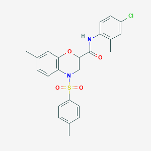 molecular formula C24H23ClN2O4S B11227543 N-(4-chloro-2-methylphenyl)-7-methyl-4-[(4-methylphenyl)sulfonyl]-3,4-dihydro-2H-1,4-benzoxazine-2-carboxamide 