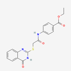 molecular formula C19H17N3O4S B11227621 Ethyl 4-({[(4-oxo-3,4-dihydroquinazolin-2-yl)sulfanyl]acetyl}amino)benzoate 