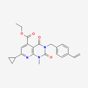 molecular formula C23H23N3O4 B11227687 Ethyl 7-cyclopropyl-3-(4-ethenylbenzyl)-1-methyl-2,4-dioxo-1,2,3,4-tetrahydropyrido[2,3-d]pyrimidine-5-carboxylate 