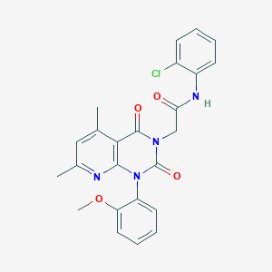 molecular formula C24H21ClN4O4 B11227708 N-(2-chlorophenyl)-2-[1-(2-methoxyphenyl)-5,7-dimethyl-2,4-dioxo-1,4-dihydropyrido[2,3-d]pyrimidin-3(2H)-yl]acetamide 