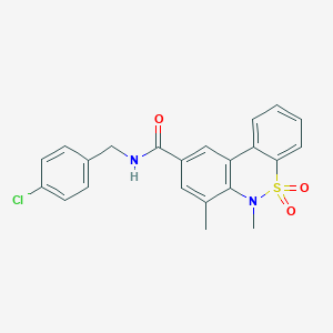 molecular formula C22H19ClN2O3S B11227858 N-(4-chlorobenzyl)-6,7-dimethyl-6H-dibenzo[c,e][1,2]thiazine-9-carboxamide 5,5-dioxide 