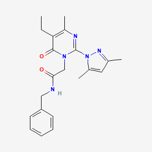 molecular formula C21H25N5O2 B11227921 N-benzyl-2-(2-(3,5-dimethyl-1H-pyrazol-1-yl)-5-ethyl-4-methyl-6-oxopyrimidin-1(6H)-yl)acetamide 