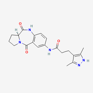 molecular formula C20H23N5O3 B11227980 3-(3,5-dimethyl-1H-pyrazol-4-yl)-N-[(11aS)-11-hydroxy-5-oxo-2,3,5,11a-tetrahydro-1H-pyrrolo[2,1-c][1,4]benzodiazepin-7-yl]propanamide 