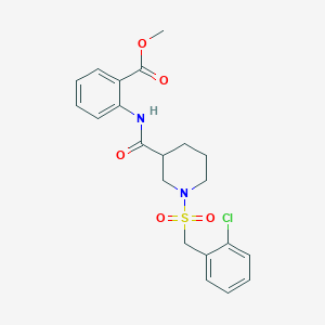 molecular formula C21H23ClN2O5S B11228062 Methyl 2-[({1-[(2-chlorobenzyl)sulfonyl]piperidin-3-yl}carbonyl)amino]benzoate 