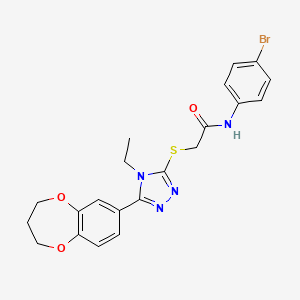 molecular formula C21H21BrN4O3S B11228072 N-(4-bromophenyl)-2-{[5-(3,4-dihydro-2H-1,5-benzodioxepin-7-yl)-4-ethyl-4H-1,2,4-triazol-3-yl]sulfanyl}acetamide 