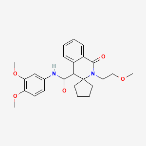 molecular formula C25H30N2O5 B11228112 N-(3,4-dimethoxyphenyl)-2'-(2-methoxyethyl)-1'-oxo-1',4'-dihydro-2'H-spiro[cyclopentane-1,3'-isoquinoline]-4'-carboxamide 