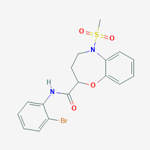 molecular formula C17H17BrN2O4S B11228176 N-(2-bromophenyl)-5-(methylsulfonyl)-2,3,4,5-tetrahydro-1,5-benzoxazepine-2-carboxamide 