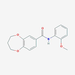 molecular formula C17H17NO4 B11228366 N-(2-methoxyphenyl)-3,4-dihydro-2H-1,5-benzodioxepine-7-carboxamide 