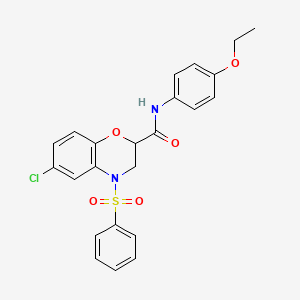 molecular formula C23H21ClN2O5S B11228721 6-chloro-N-(4-ethoxyphenyl)-4-(phenylsulfonyl)-3,4-dihydro-2H-1,4-benzoxazine-2-carboxamide 