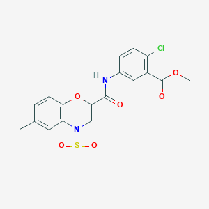 molecular formula C19H19ClN2O6S B11228802 methyl 2-chloro-5-({[6-methyl-4-(methylsulfonyl)-3,4-dihydro-2H-1,4-benzoxazin-2-yl]carbonyl}amino)benzoate 