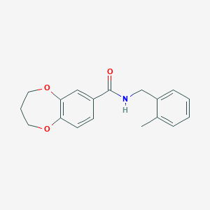 molecular formula C18H19NO3 B11228838 N-(2-methylbenzyl)-3,4-dihydro-2H-1,5-benzodioxepine-7-carboxamide 