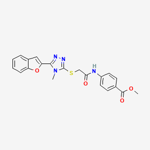 molecular formula C21H18N4O4S B11228964 methyl 4-[({[5-(1-benzofuran-2-yl)-4-methyl-4H-1,2,4-triazol-3-yl]sulfanyl}acetyl)amino]benzoate 