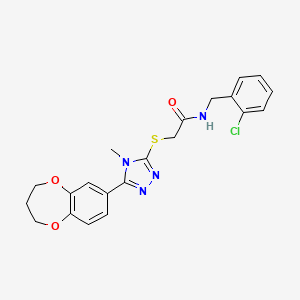 molecular formula C21H21ClN4O3S B11228995 N-(2-chlorobenzyl)-2-{[5-(3,4-dihydro-2H-1,5-benzodioxepin-7-yl)-4-methyl-4H-1,2,4-triazol-3-yl]sulfanyl}acetamide 