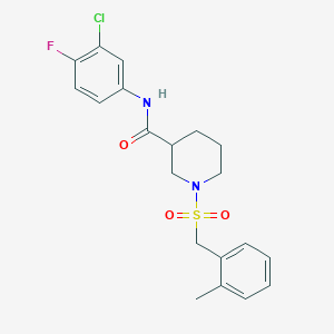 molecular formula C20H22ClFN2O3S B11229101 N-(3-chloro-4-fluorophenyl)-1-[(2-methylbenzyl)sulfonyl]piperidine-3-carboxamide 