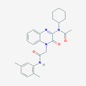 molecular formula C26H30N4O3 B11229116 2-[3-(N-Cyclohexylacetamido)-2-oxo-1,2-dihydroquinoxalin-1-YL]-N-(2,5-dimethylphenyl)acetamide 