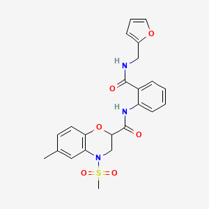 molecular formula C23H23N3O6S B11229158 N-{2-[(furan-2-ylmethyl)carbamoyl]phenyl}-6-methyl-4-(methylsulfonyl)-3,4-dihydro-2H-1,4-benzoxazine-2-carboxamide 