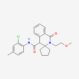 molecular formula C24H27ClN2O3 B11229162 N-(2-chloro-4-methylphenyl)-2'-(2-methoxyethyl)-1'-oxo-1',4'-dihydro-2'H-spiro[cyclopentane-1,3'-isoquinoline]-4'-carboxamide 