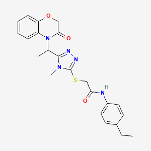 molecular formula C23H25N5O3S B11229181 N-(4-ethylphenyl)-2-({4-methyl-5-[1-(3-oxo-2,3-dihydro-4H-1,4-benzoxazin-4-yl)ethyl]-4H-1,2,4-triazol-3-yl}sulfanyl)acetamide 