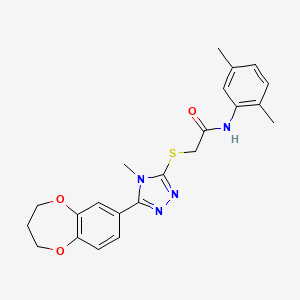 molecular formula C22H24N4O3S B11229189 2-{[5-(3,4-dihydro-2H-1,5-benzodioxepin-7-yl)-4-methyl-4H-1,2,4-triazol-3-yl]sulfanyl}-N-(2,5-dimethylphenyl)acetamide 