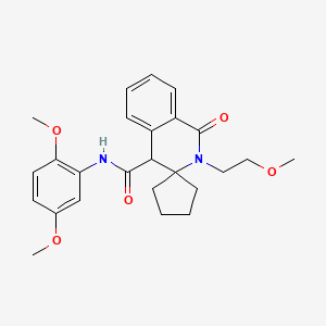 molecular formula C25H30N2O5 B11229246 N-(2,5-dimethoxyphenyl)-2'-(2-methoxyethyl)-1'-oxo-1',4'-dihydro-2'H-spiro[cyclopentane-1,3'-isoquinoline]-4'-carboxamide 