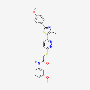 molecular formula C24H22N4O3S2 B11229251 N-(3-methoxyphenyl)-2-((6-(2-(4-methoxyphenyl)-4-methylthiazol-5-yl)pyridazin-3-yl)thio)acetamide 