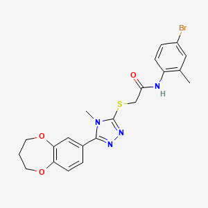 molecular formula C21H21BrN4O3S B11229446 N-(4-bromo-2-methylphenyl)-2-{[5-(3,4-dihydro-2H-1,5-benzodioxepin-7-yl)-4-methyl-4H-1,2,4-triazol-3-yl]sulfanyl}acetamide 
