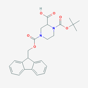 molecular formula C25H28N2O6 B112298 4-(((9h-Fluoren-9-yl)methoxy)carbonyl)-1-(tert-butoxycarbonyl)piperazine-2-carboxylic acid CAS No. 218278-58-1