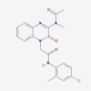 molecular formula C20H19ClN4O3 B11229944 N-(4-{[(4-Chloro-2-methylphenyl)carbamoyl]methyl}-3-oxo-3,4-dihydroquinoxalin-2-YL)-N-methylacetamide 
