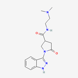 molecular formula C16H21N5O2 B11230389 N-[2-(dimethylamino)ethyl]-1-(1H-indazol-3-yl)-5-oxo-3-pyrrolidinecarboxamide 